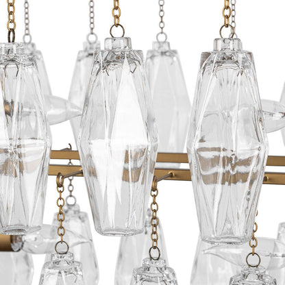 Tressia - Glass Round Chandelier - Brass