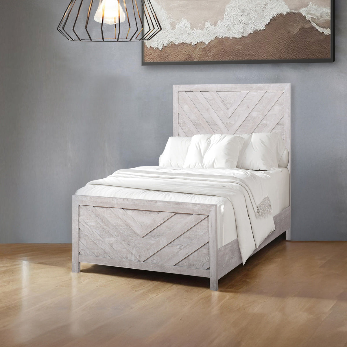 Biscayne - 3/3 Twin Headboard Footboard & Slats - Driftwood