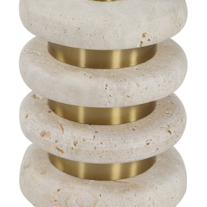 Adames - Travertine Drink Table - Brass / White