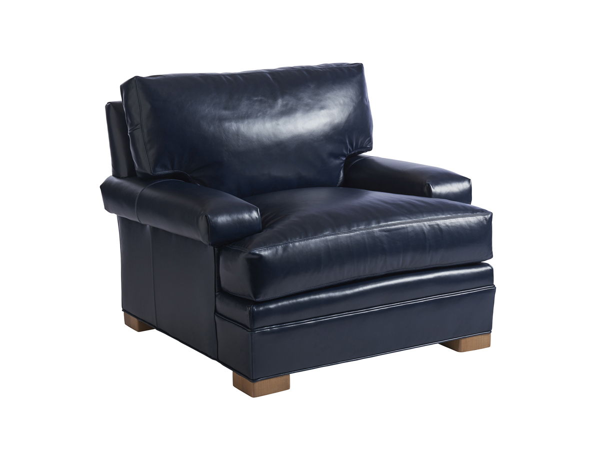 Barclay Butera Upholstery - Maxwell Leather Chair - Blue