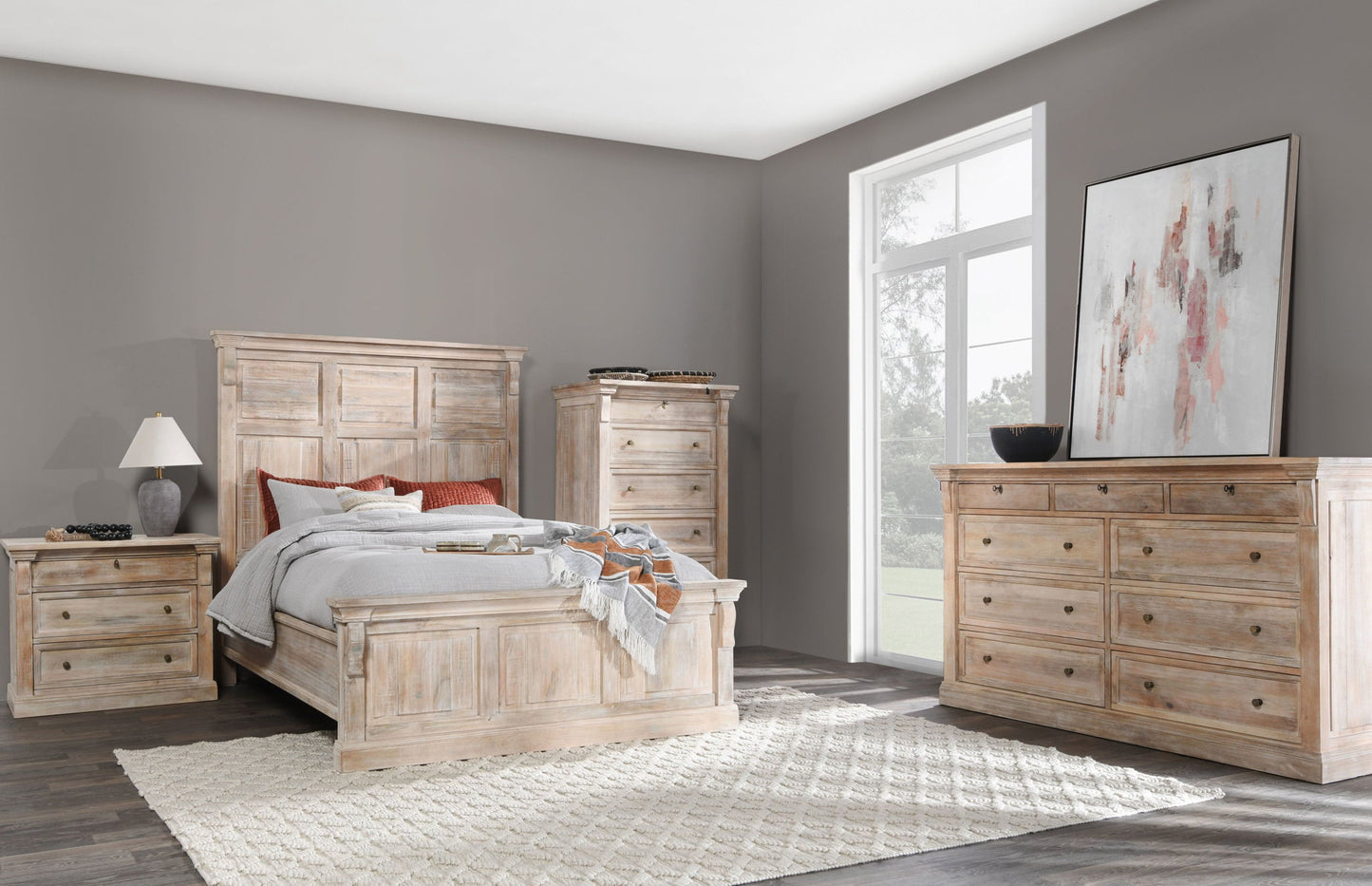 Adelaide - 3 Drawer Nightstand - Natural Cream Wash