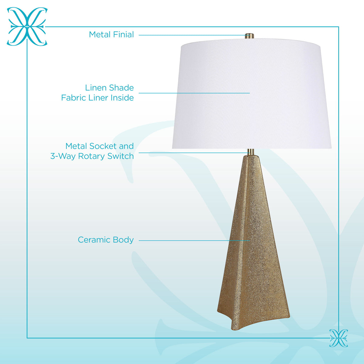 "Golden Apex" Ceramic Table Lamp (Set of 2) - Electroplated Gold