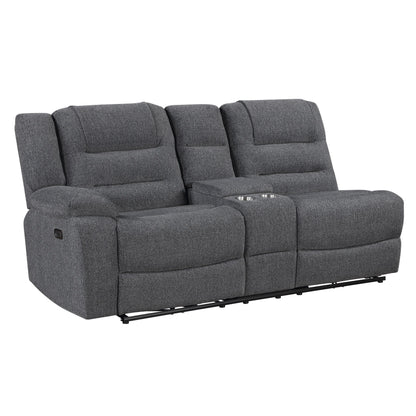 Redondo - LAF Console Loveseat With 2 Recliners Power - Dark Gray