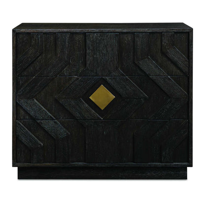 Faulkner - 3 Drawer Modern Chest - Black / Brass