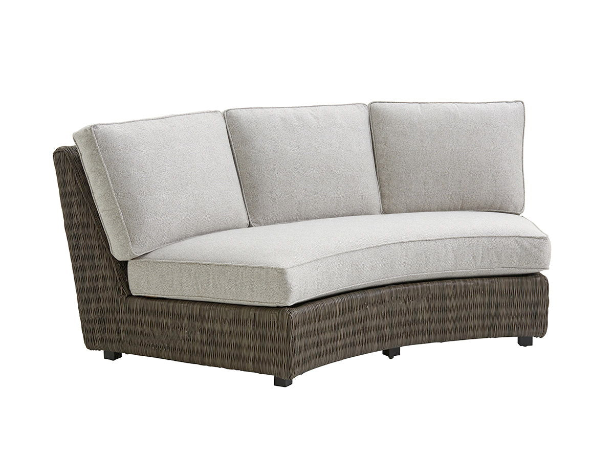 Cypress Point Ocean Terrace - Curved Sectional Armless Sofa - Dark Gray / Beige