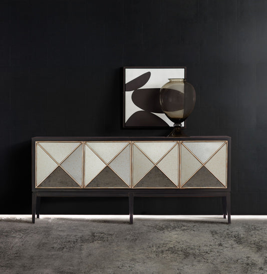 Melange - Jova Four-Door Credenza - Pearl Silver