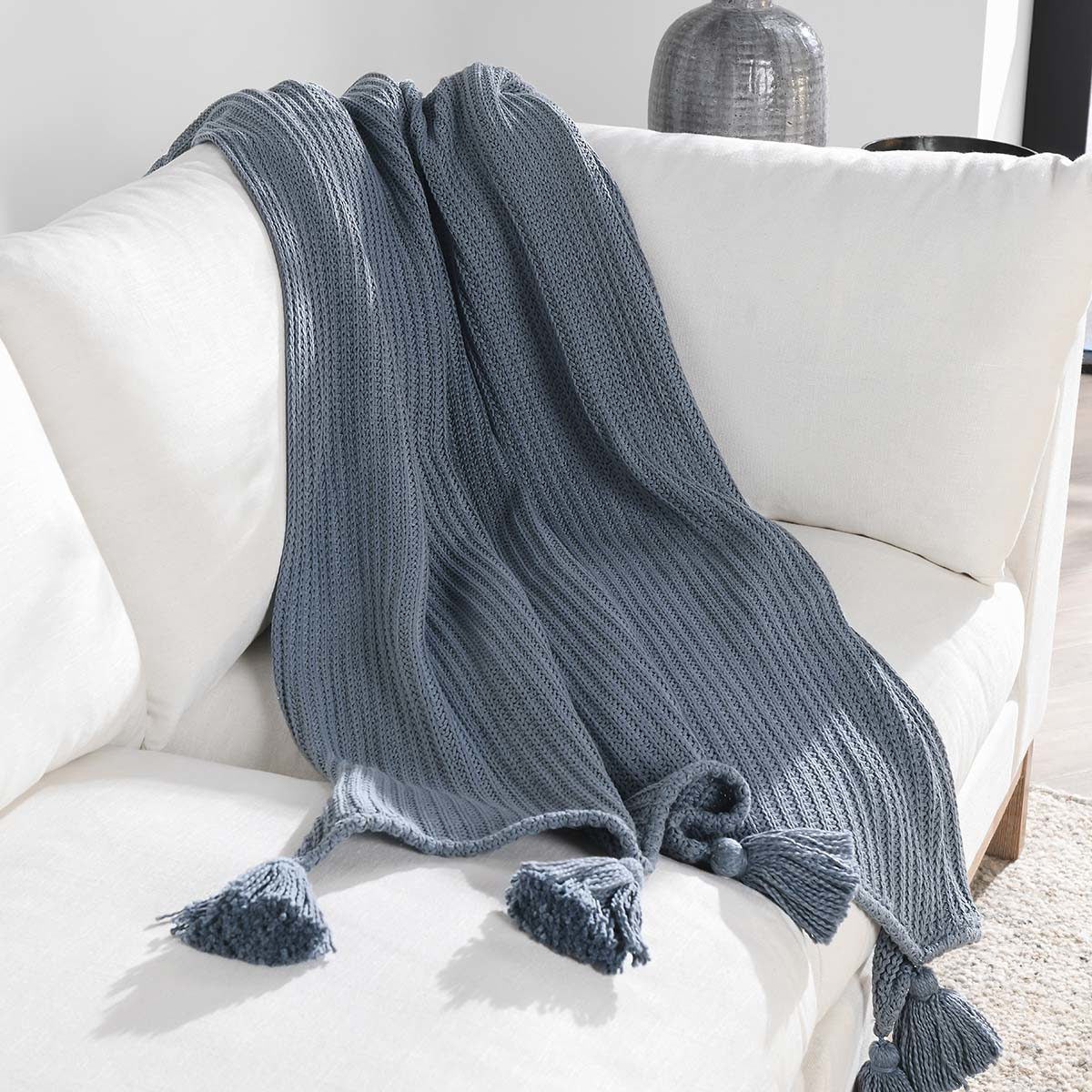 Throws - TC Veda Throw - Sea Fog Blue
