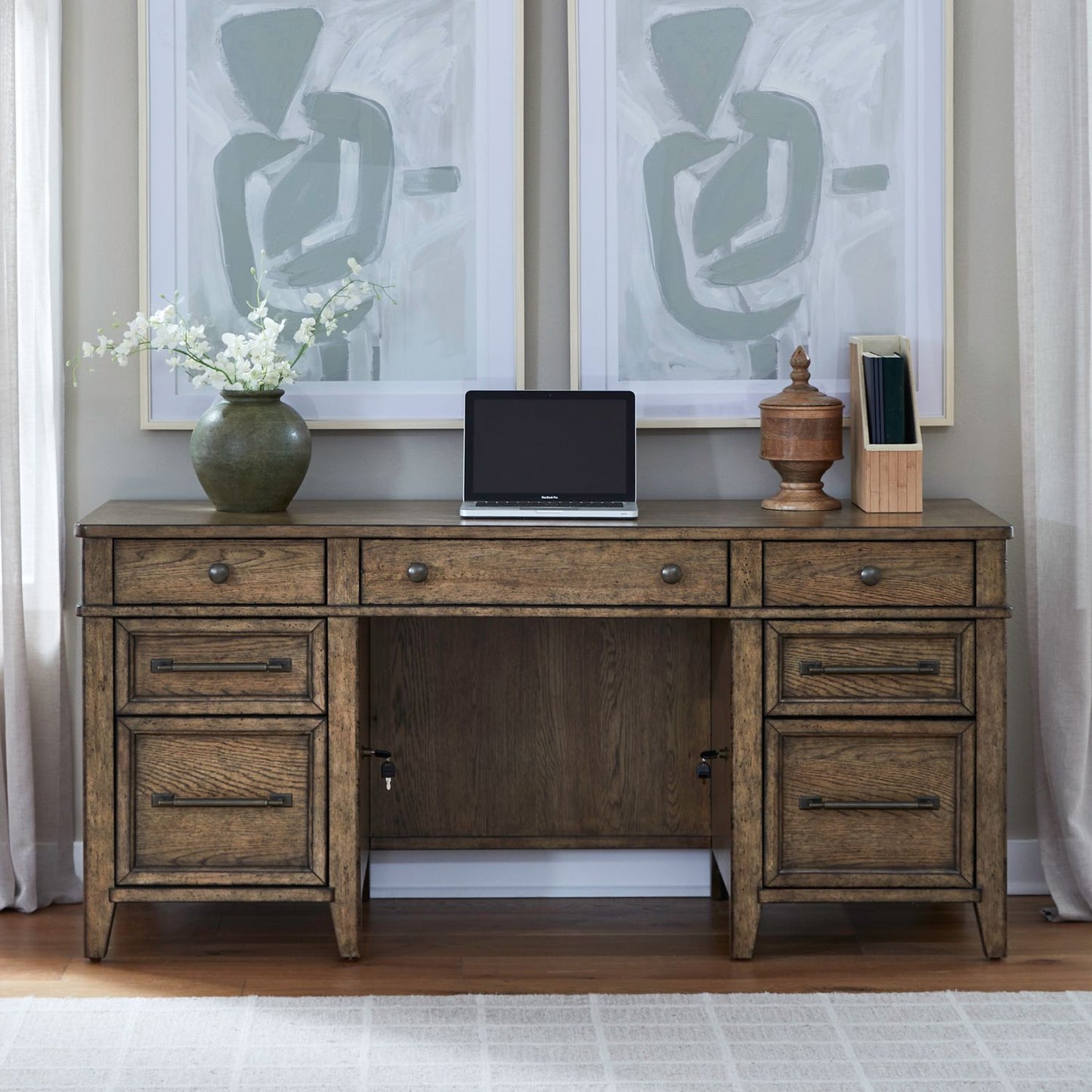Carolina Park - Jr Executive Credenza Top - Amber Brown
