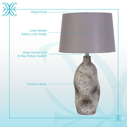 "Stonehaven Elegance" Ceramic Table Lamp (Set of 2) - Natural Stone