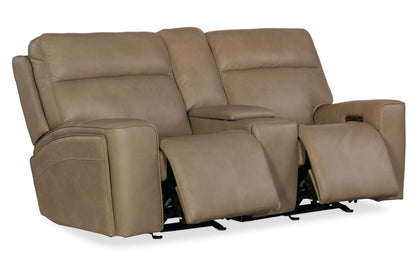 MS - Riverton Power Gliding Console Loveseat With Power Headrest And Lumbar