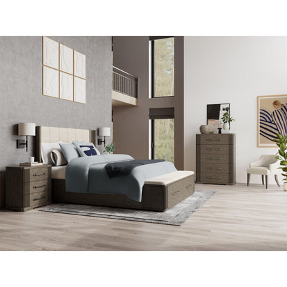 Sariel - King Upholstered Shelter Headboard - Dark Brown