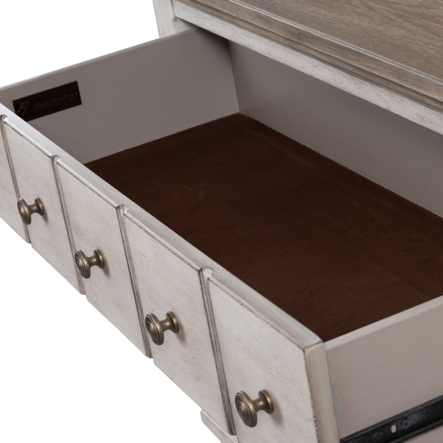 Heartland - 5 Drawer Chest - Antique White / Tobacco Tops