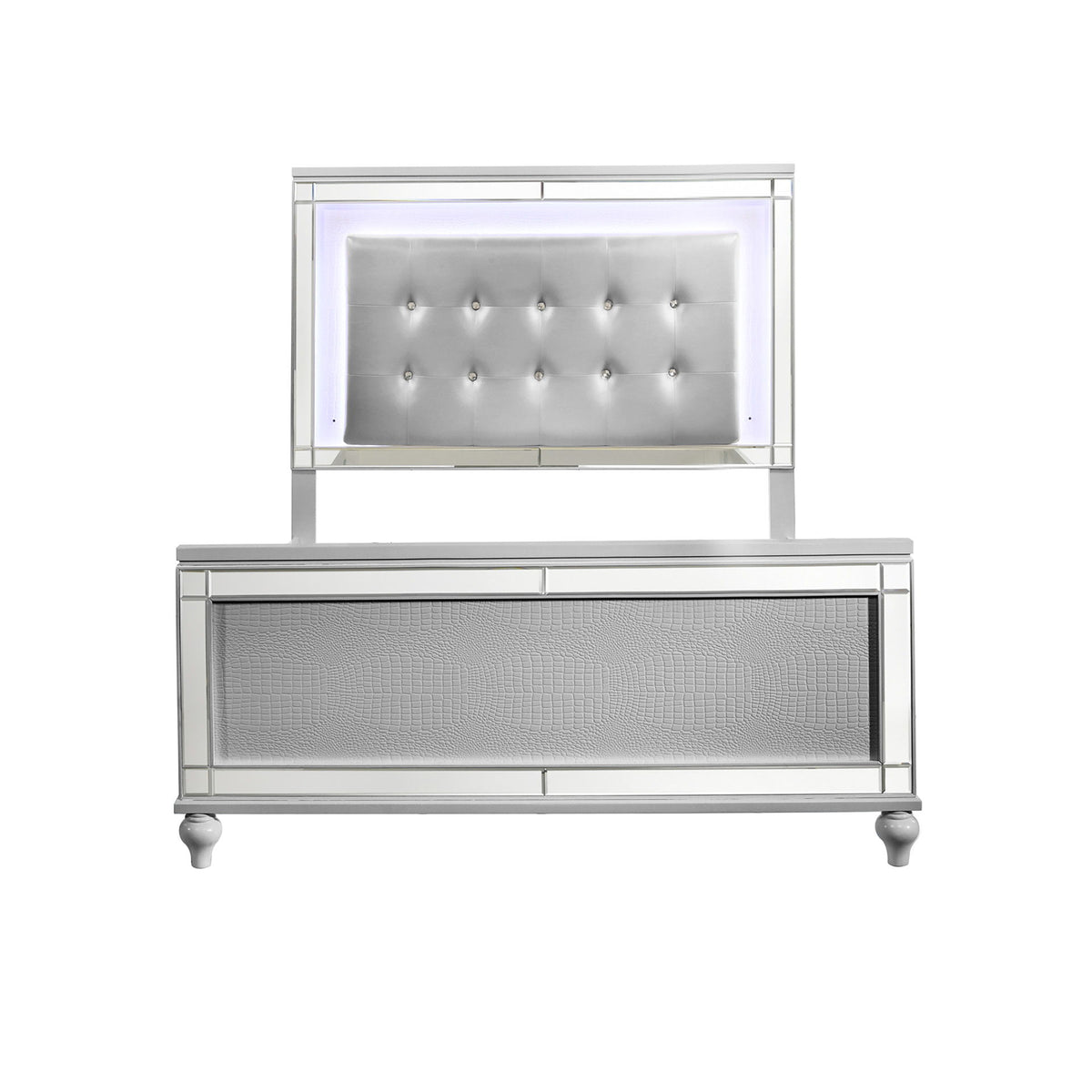 Valentino - 5/0 Queen Lighted Headboard - Silver