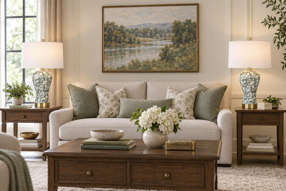 Sage Conservatory - 26 X 15 - Ceramic Table Lamp (Set of 2) - Sage Botanical Chinoiserie