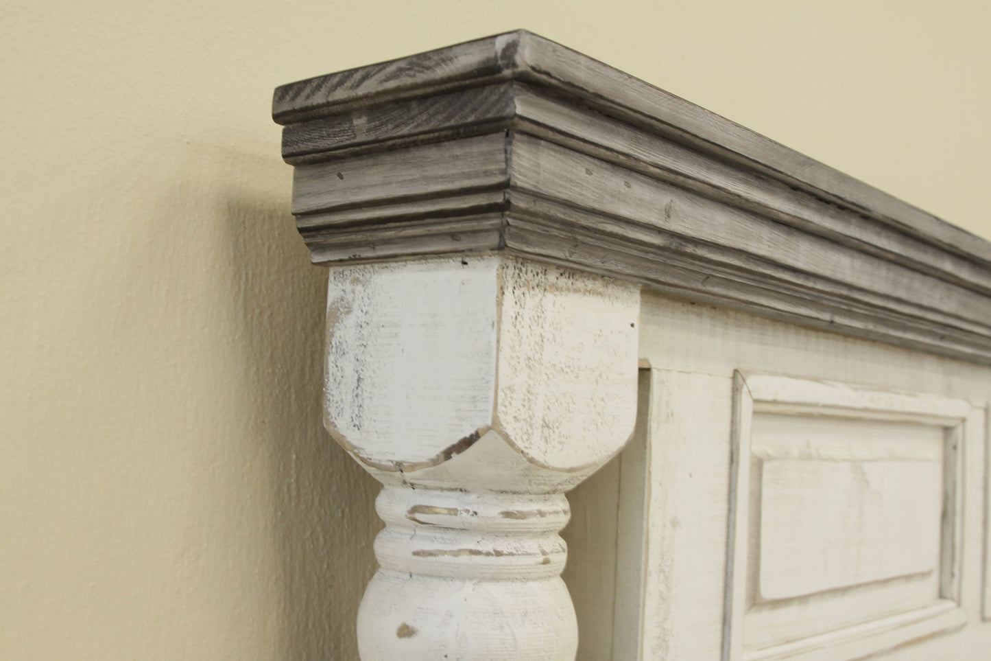 Stone - King Headboard - Antiqued Ivory / Weathered Gray