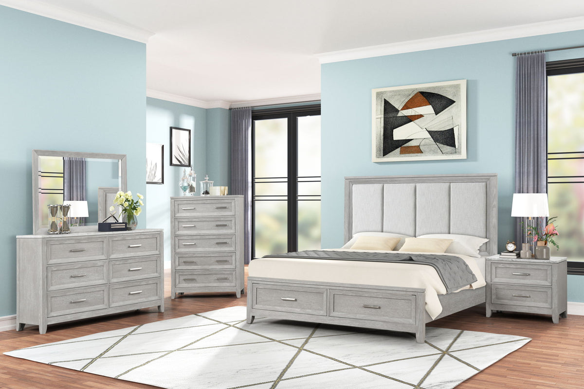 Fiona - 5/0 Queen Storage Footboard & Slats - Mist Gray