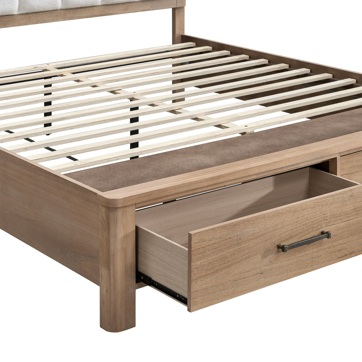 Anika - 6/6 King Storage Footboard & Slats - White / Natural