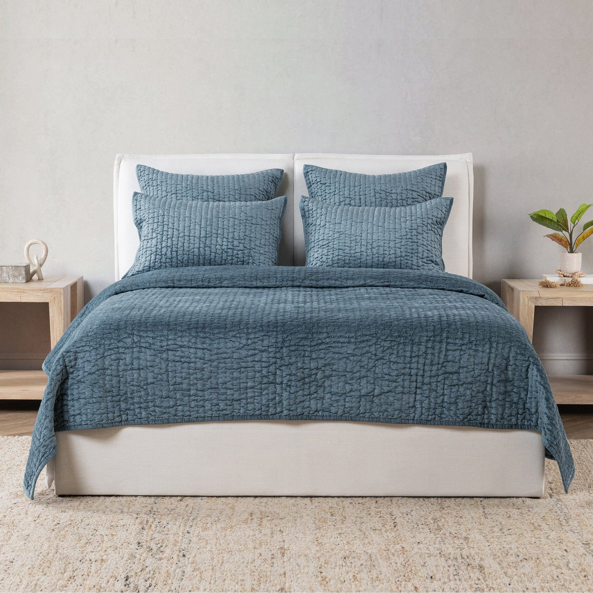 Bari - Velvet Sham - Stone Blue