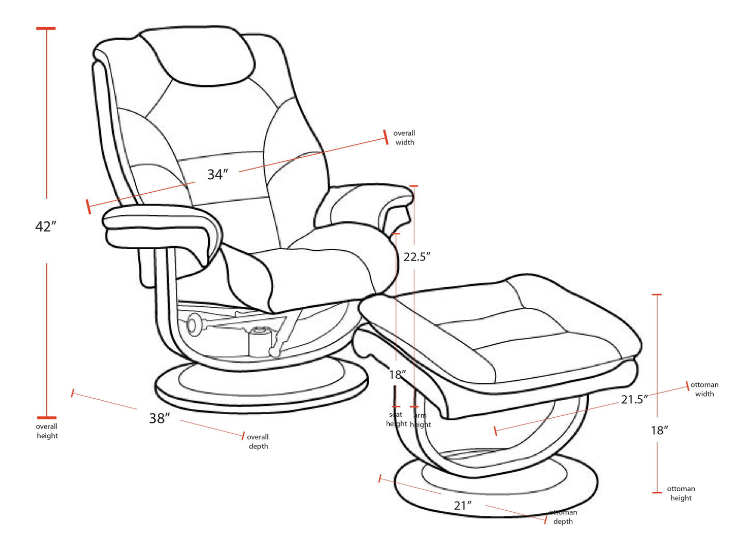 Monarch - Manual Reclining Swivel Chair and Ottoman