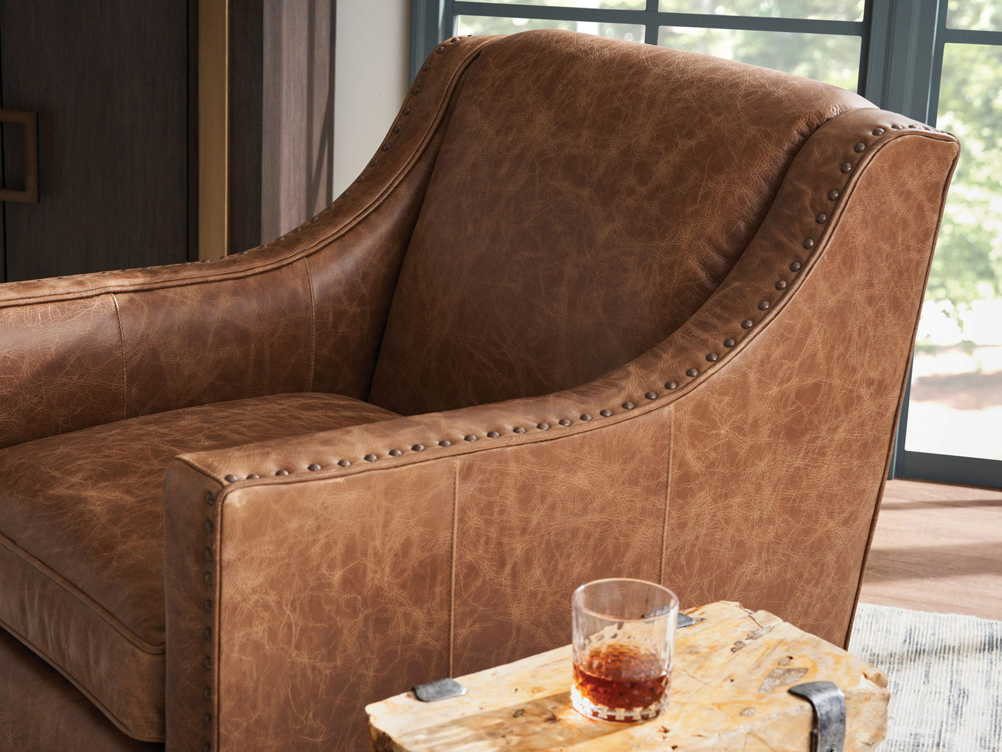 Couture Leather - Tyler Leather Ottoman - Dark Brown