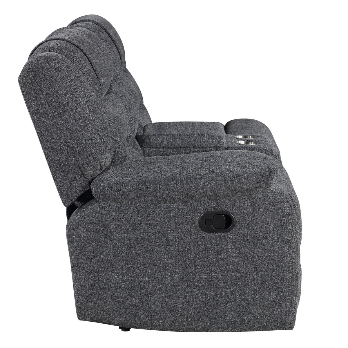 Redondo - LAF Console Loveseat With 2 Recliners - Dark Gray