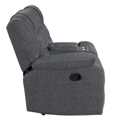 Redondo - LAF Console Loveseat With 2 Recliners - Dark Gray
