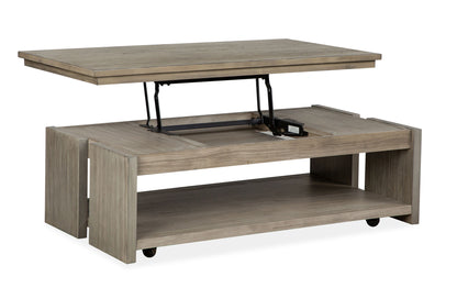 Conrad - Rectangular Lift Top Storage Cocktail Table With Casters - Stone Harbor Gray
