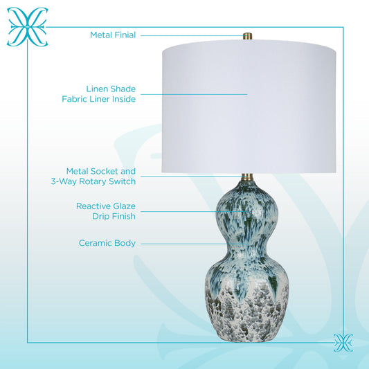 Oceanic Drift Ceramic Table Lamp (Set of 2) - Blue Drip Reactive Glaze