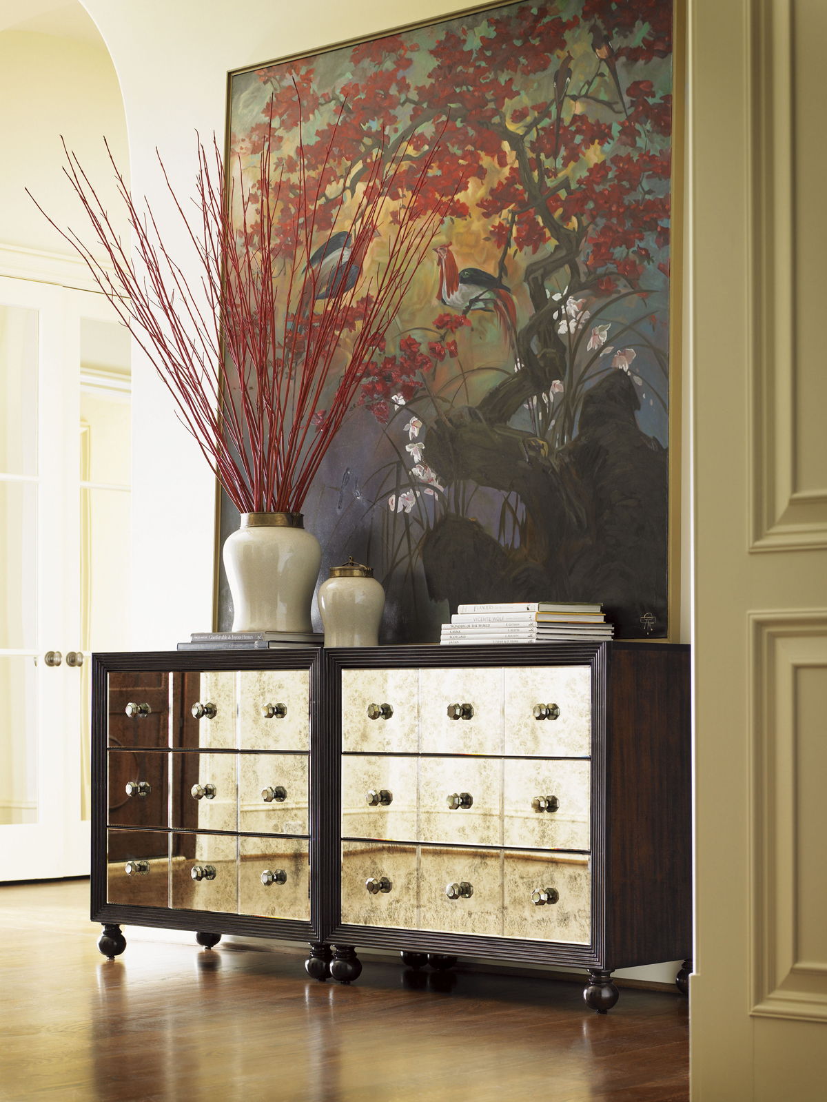 Royal Kahala - Starlight Mirrored Nightstand - Dark Brown
