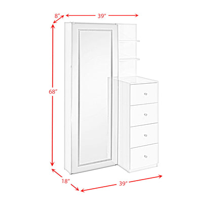 Vancouver - Floor Mirror With Storage - White