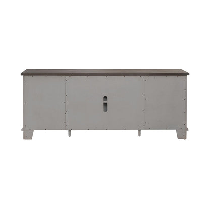 River Place - 75" Entertainment Console - Riverstone White & Tobacco