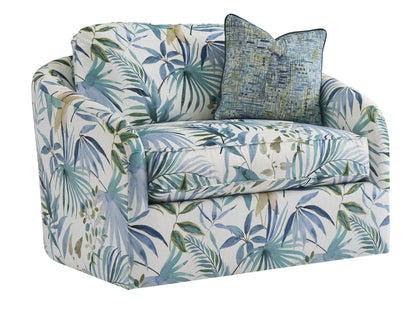 Key Biscayne - Moorings Swivel Chair - Light Brown / Light Blue