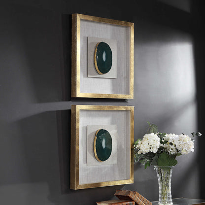 Keeva - Agate Stone Shadow Box - Gold