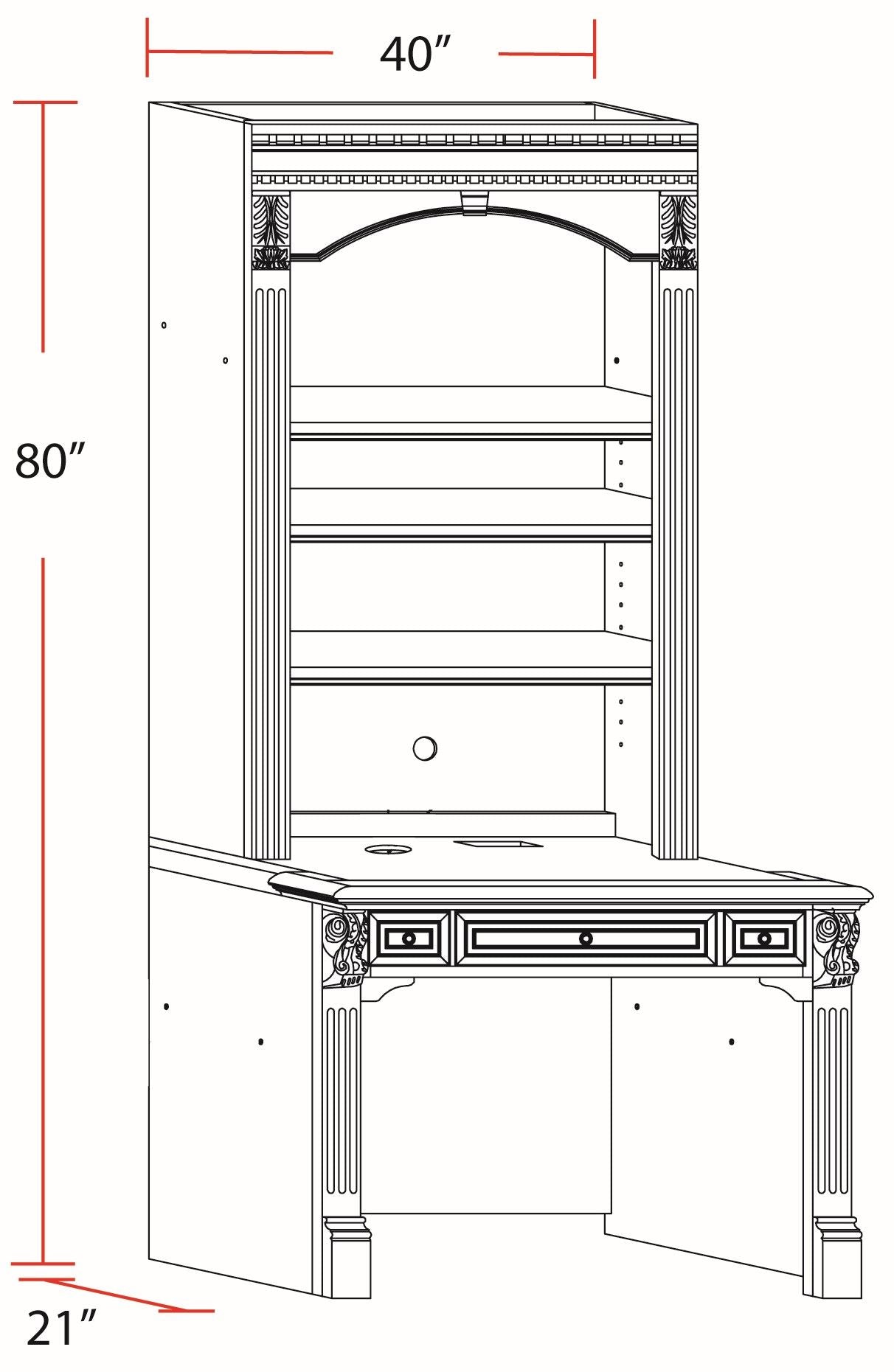 Huntington - Library Hutch - Antique Vintage Pecan