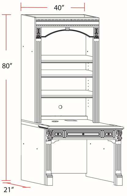 Huntington - Library Hutch - Antique Vintage Pecan