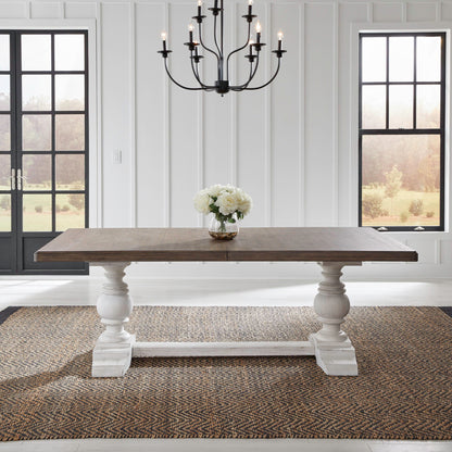 River Place - Trestle Table Top - Riverstone White & Tobacco