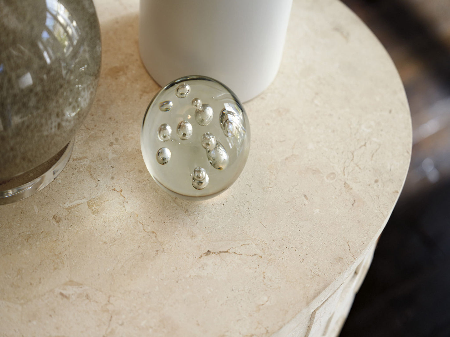 Rendezvous - Albion Stone Oval Nightstand - Beige