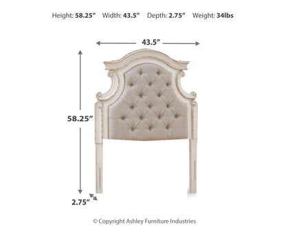 Realyn - Twin UPH Panel Headboard - Chipped White