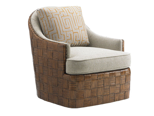 Island Fusion - Nagano Swivel Chair - Dark Brown / Beige