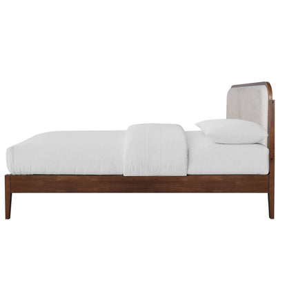 Hawthorne - 5/0 Queen Upholstered Platform Headboard - Walnut / White