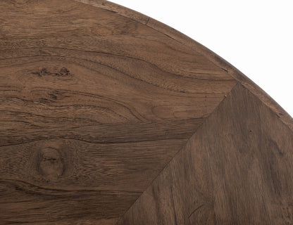 Natural Teca - 55" Round Table Top - Quartersawn Oak / Marooned Brown