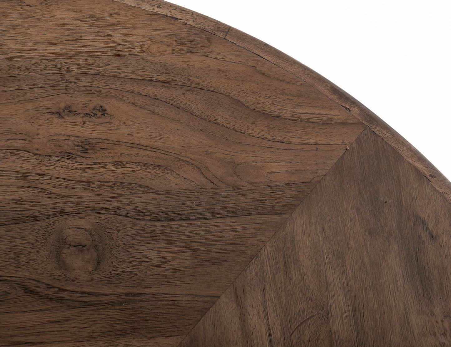 Natural Teca - 47" Round Table Top - Quartersawn Oak / Marooned Brown