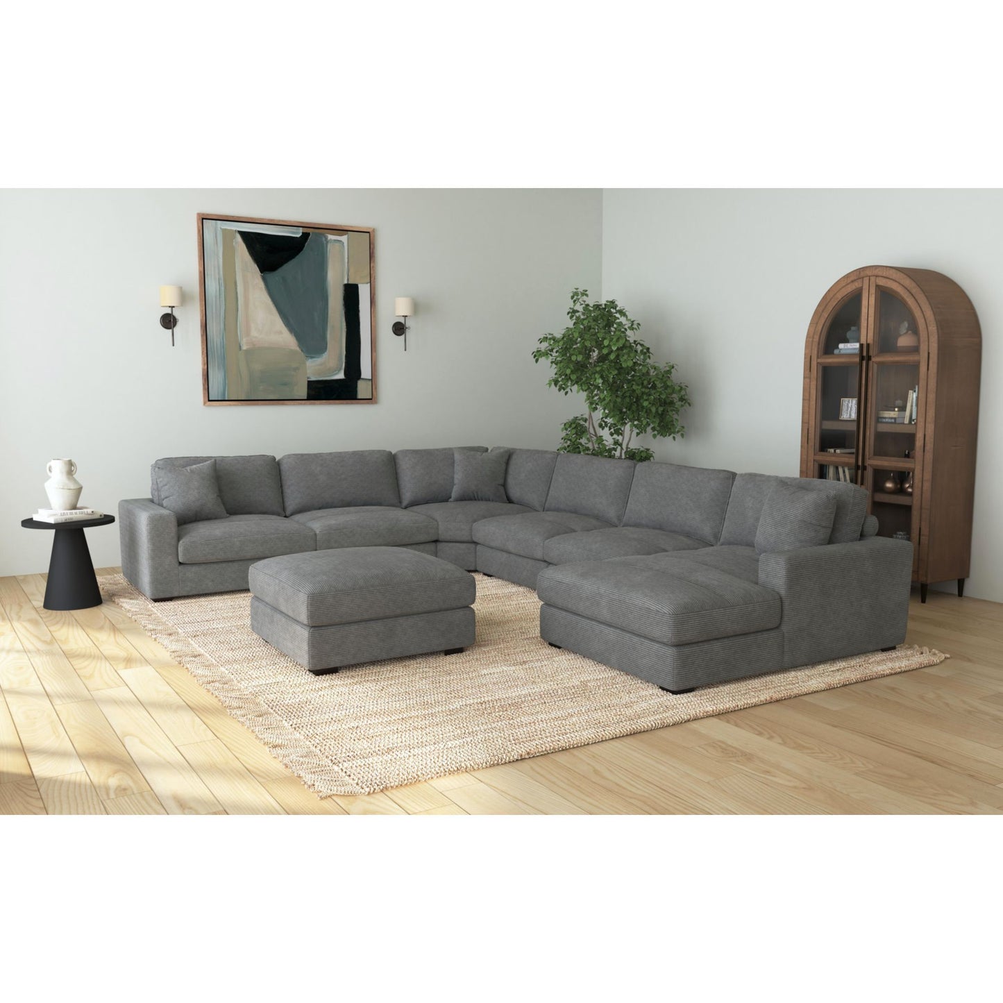 Arizona - Modular LHF Armchair With 1 Pillow 20" - Steno Charcoal