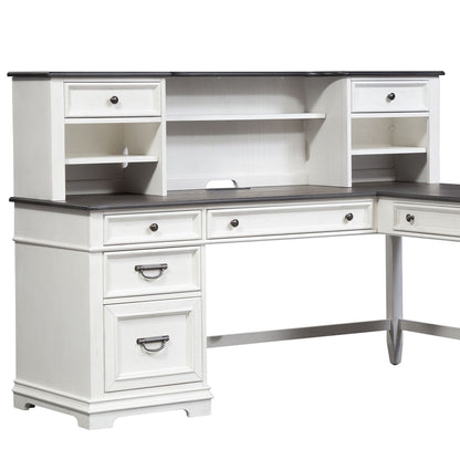 Allyson Park - L Writing Desk Base - Wirebrushed White / Charcoal