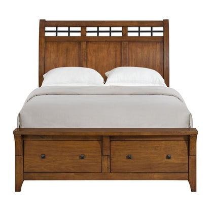 Gage - Queen Storage Footboard With 13 Slats - Chestnut