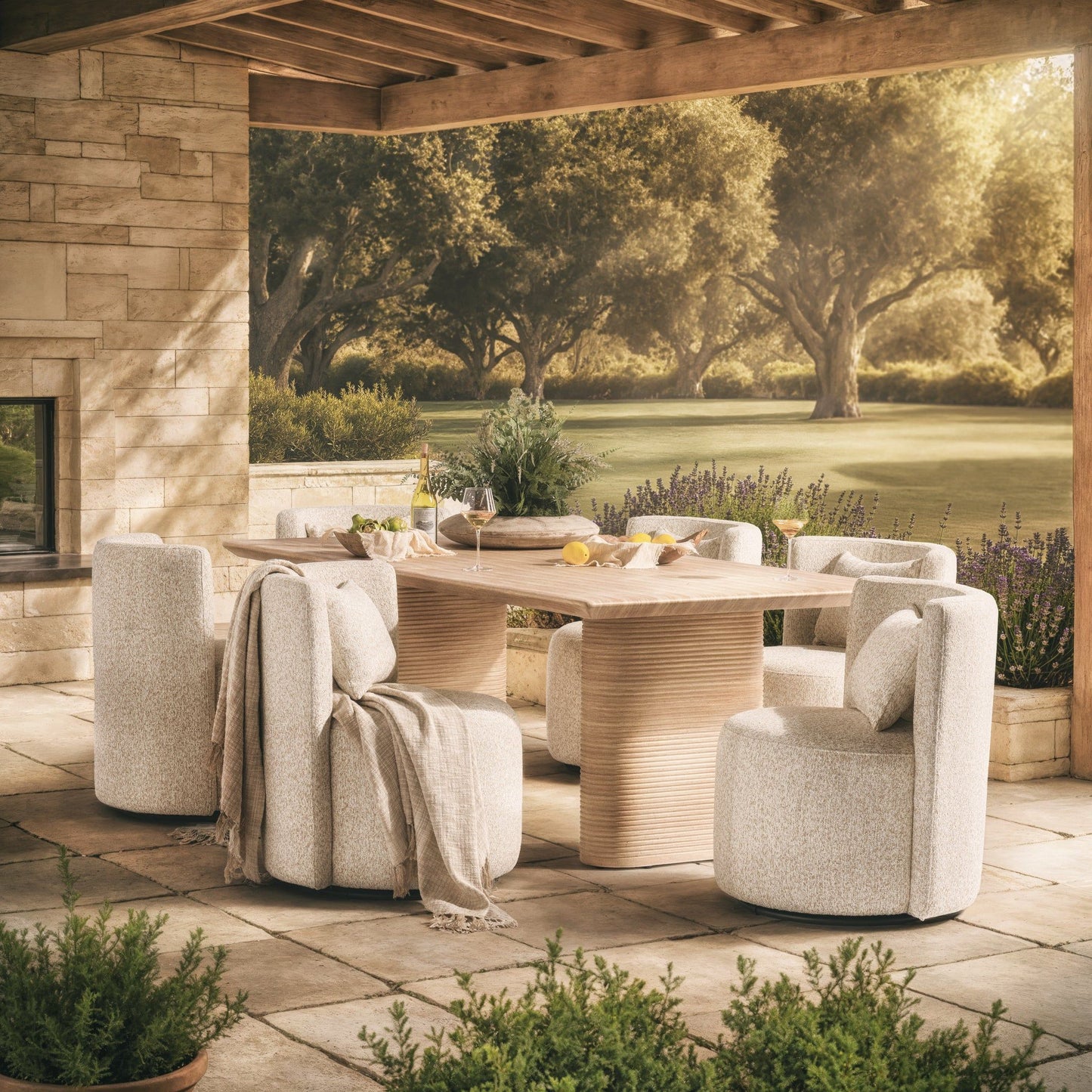 Solano - Outdoor Swivel Dining Chair - Hushed Oat