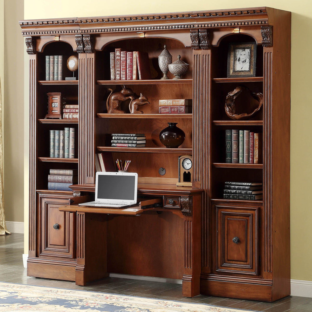 Huntington - Library Hutch - Antique Vintage Pecan