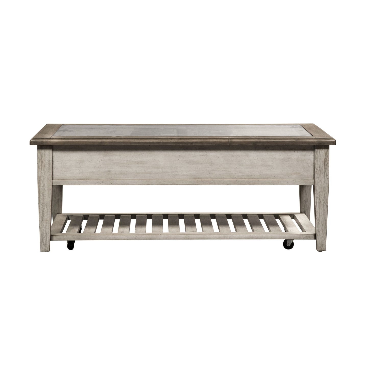 Heartland - Rect Ceiling Tile Cocktail Table - Antique White / Tobacco Tops