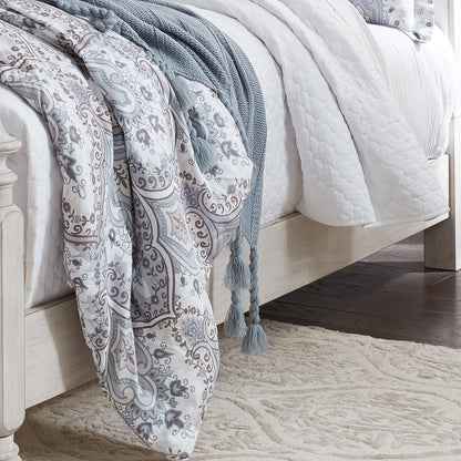 Farmhouse Reimagined - Panel Bed Rails - Antique White / Chestnut Tops