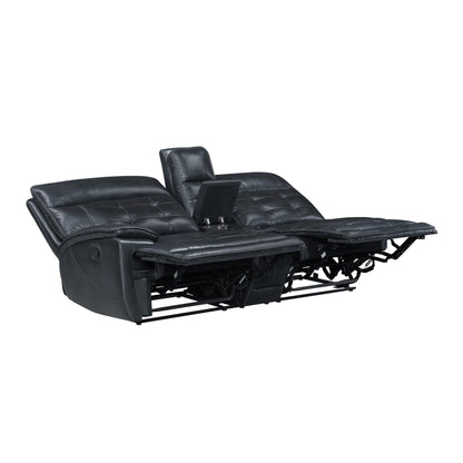 Warner - LAF Console Loveseat With 2 Recliners - Black